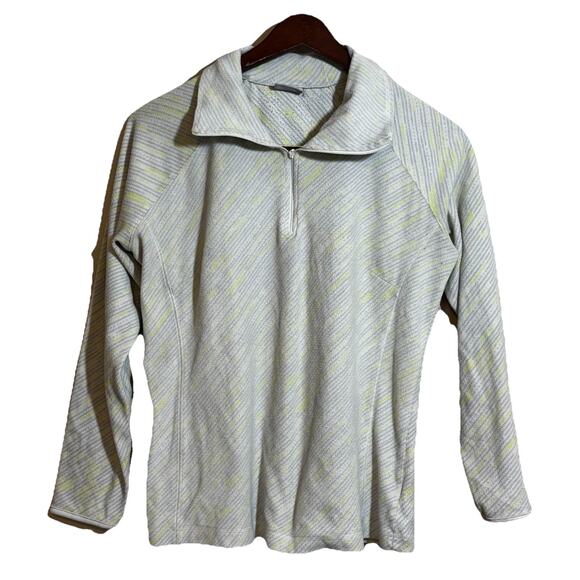 Columbia Women's Off White Gray Yellow Stripe Fleece Pullover Shirt Top Size XL - Picture 1 of 6